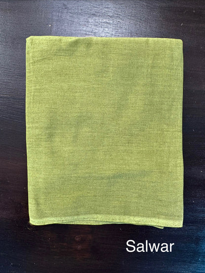 Mehendi Green Jute Cotton 3-piece Unstitched Suit