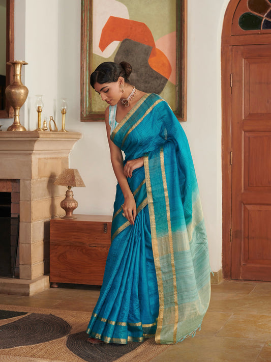 Shaded Tussar Silk Saree