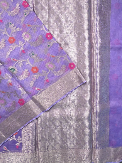 Lavender Pure Kota Doria Silk Saree