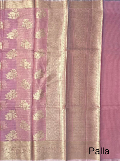 Mauve Arvita Kota Doria Fancy Cotton Saree