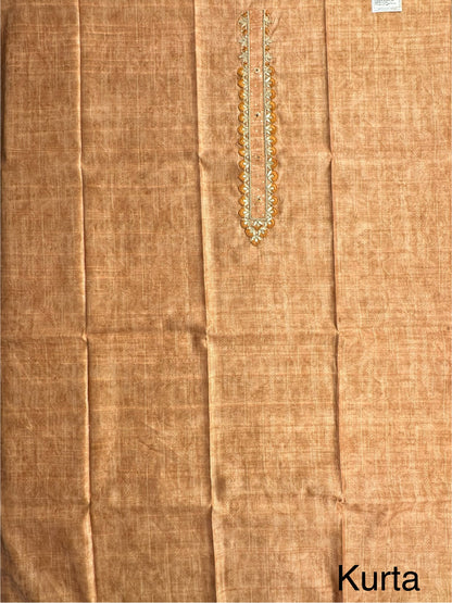 Mustard Fancy Cotton 3-Piece Suit