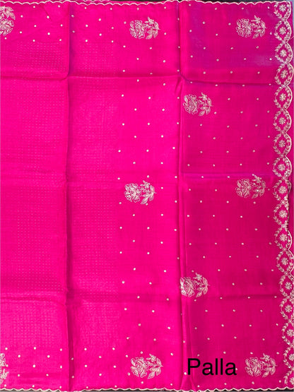 Rani Aari Work Pure Tussar Silk Saree