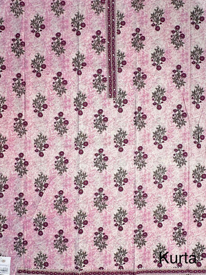 Pink Jaipuri Necktie Cotton 3-Piece Suit