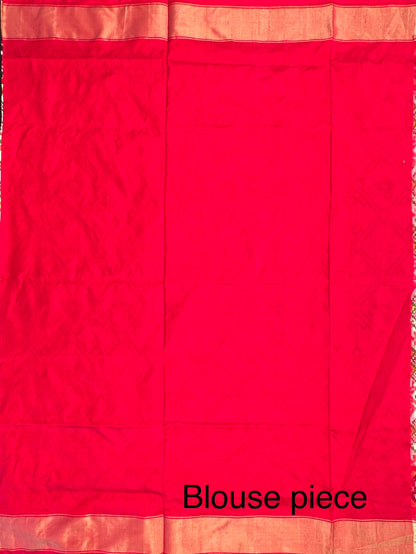 Off White-Red Patola Pure Silk Saree