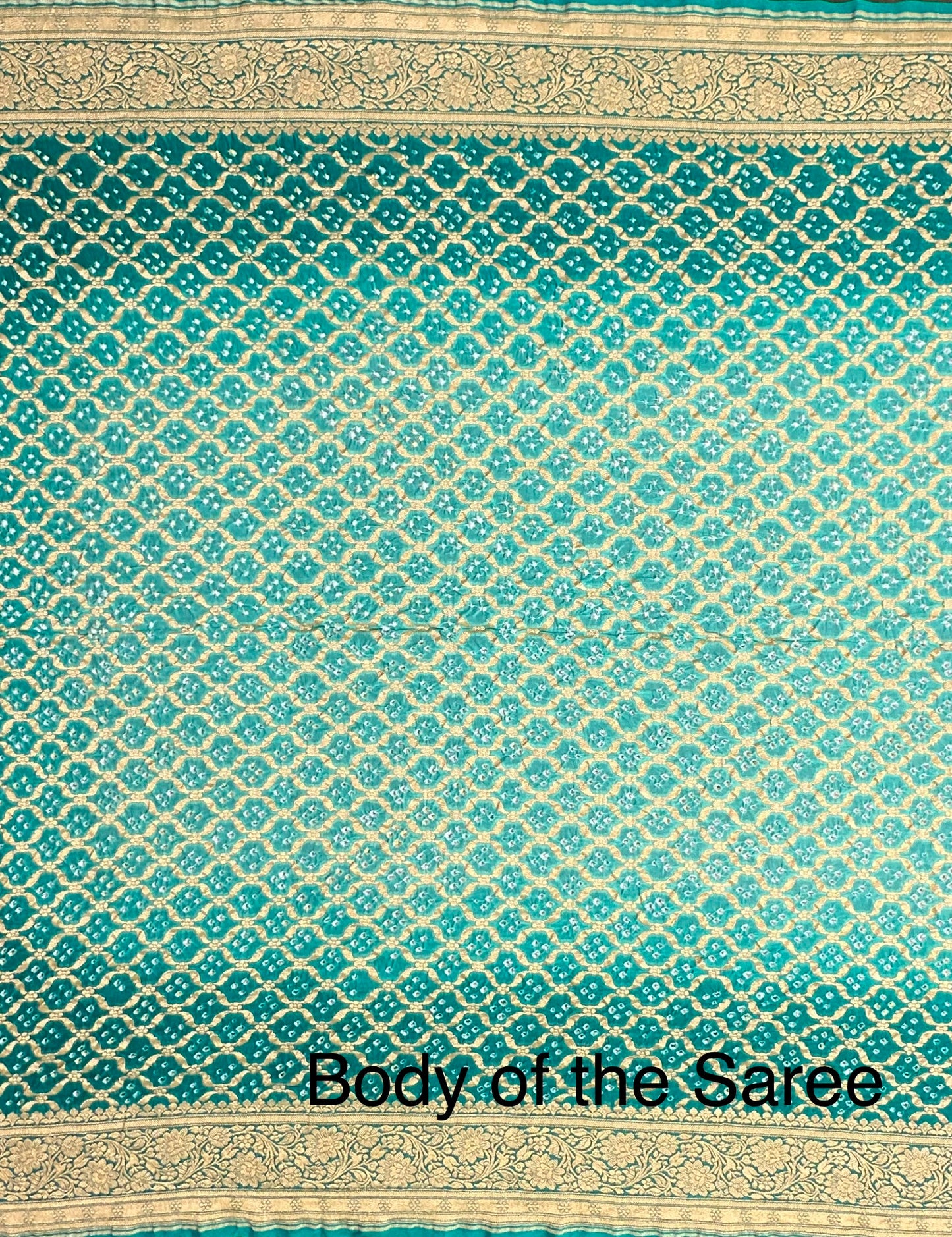 Sea Green Shaded Gharchola Bandhej Pure Khaddi Georgette Saree