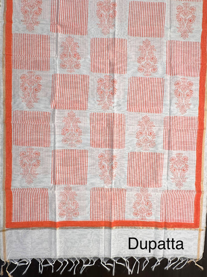 Peach-Off White South Cotton 3-Piece Suit