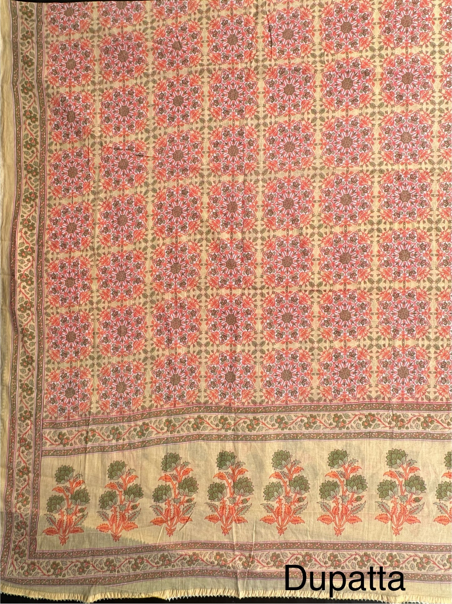 Yellow Angrakha Printed Cotton 3-Piece Suit