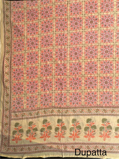 Yellow Angrakha Printed Cotton 3-Piece Suit