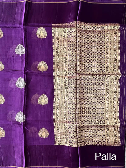 Purple Manika Kota Doria Art Silk Saree