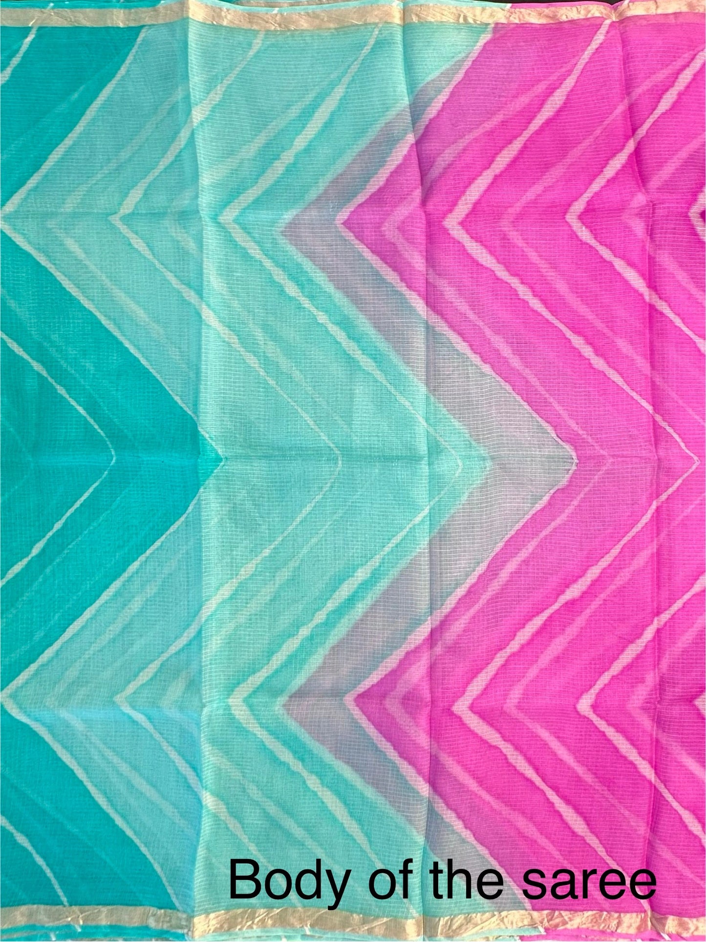 Purple-Sea Green Leheriya Kota Doria Pure Silk Saree