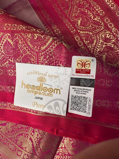 Mauve-Rani Handloom Kanjivaram Pure Silk Saree