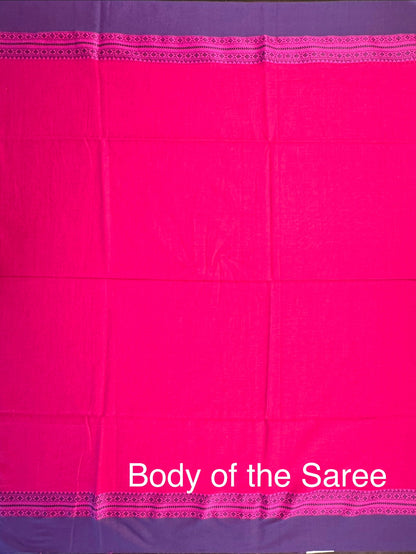 Magenta-Purple Piku Bengal Cotton Saree