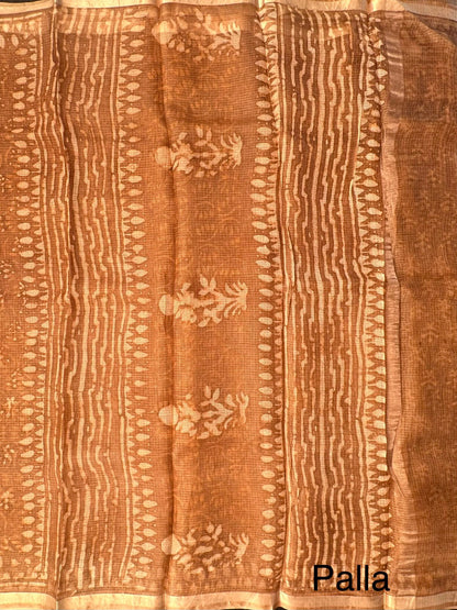 Sand Kota Doria Cotton-Silk Saree