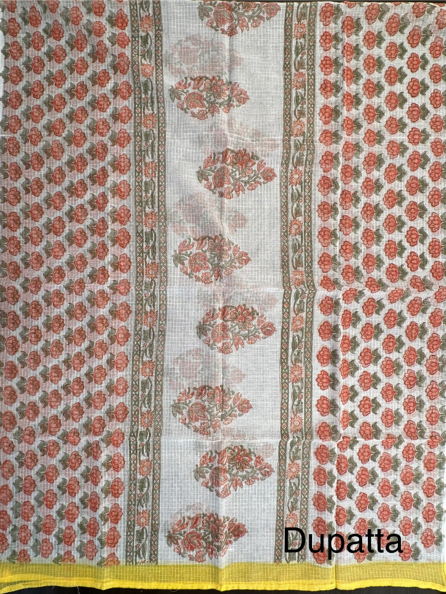 Yellow Block Printed Pure Cotton Suit