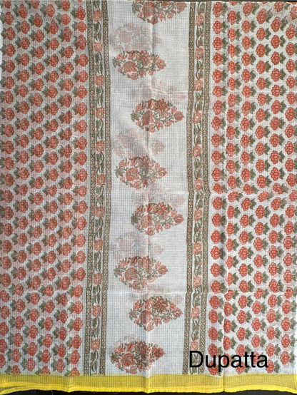 Yellow Block Printed Pure Cotton Suit
