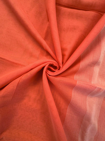 Peach Piku Bengal Cotton Saree