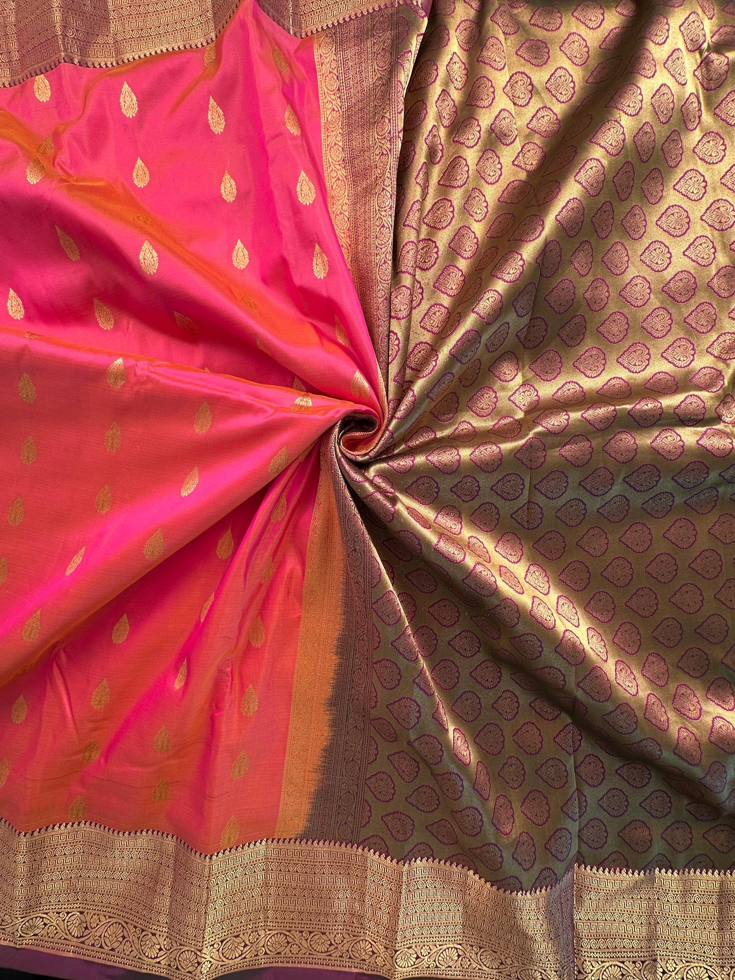 Coral Pink Pondicherry Handloom Pure Silk Saree