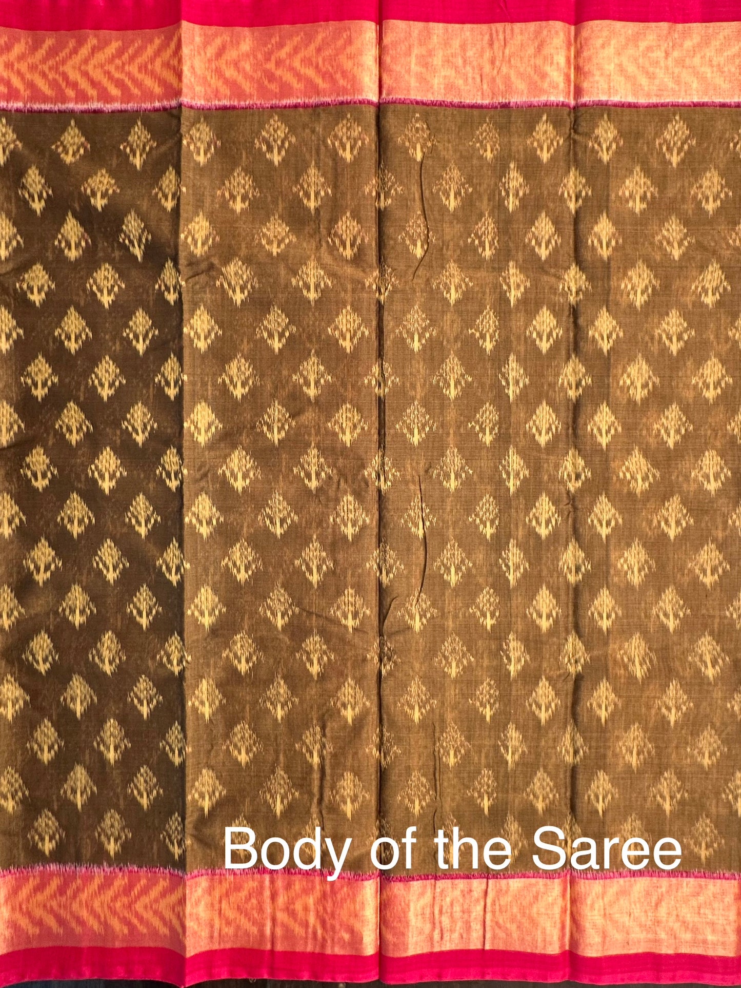 Mehendi Green Ikkat Kosa Cotton Silk Saree