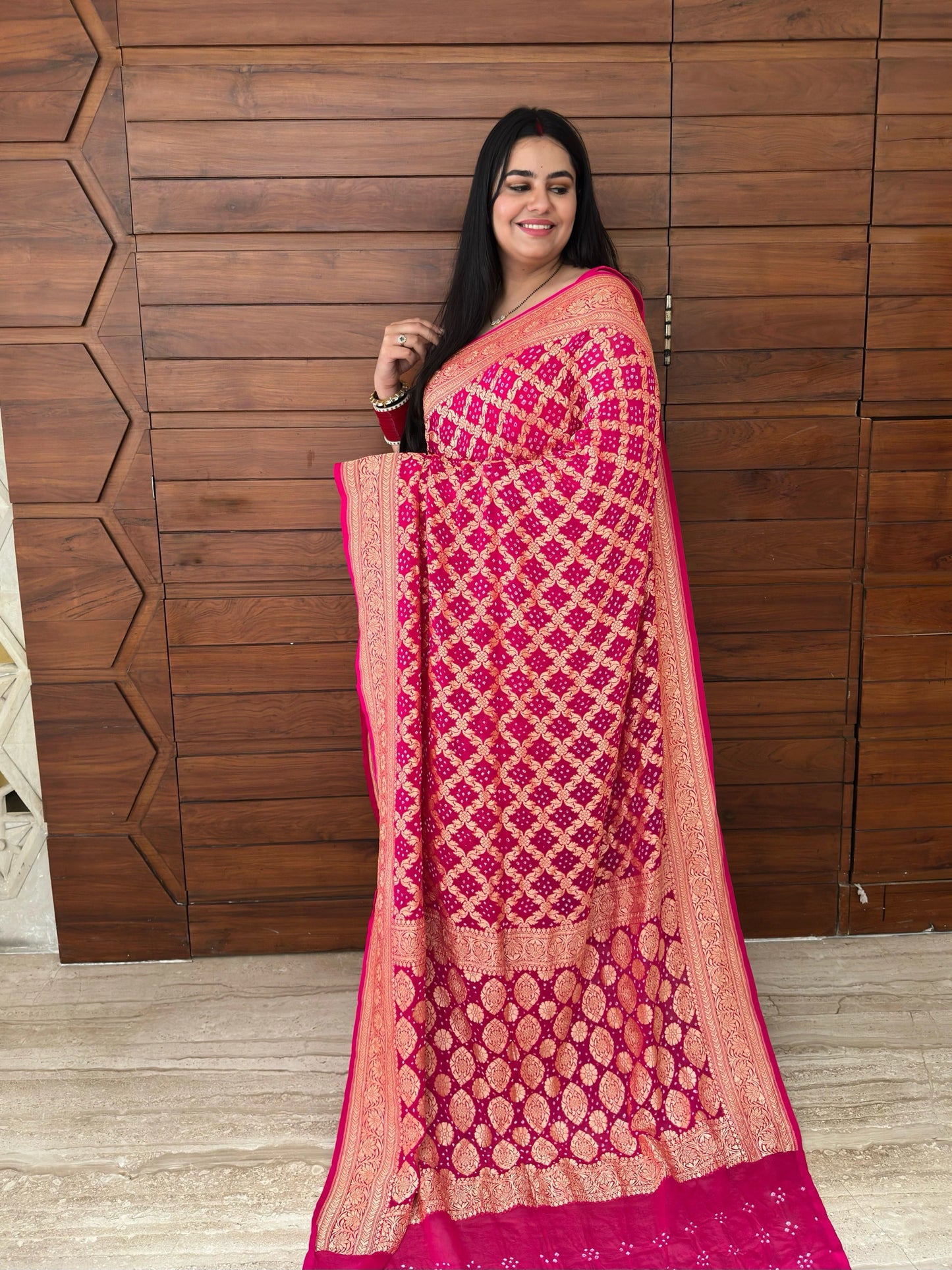 Rani Gharchola Bandhej Pure Georgette Saree