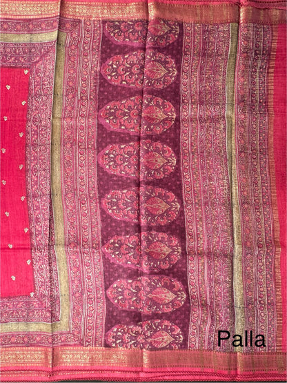 Pink Muga Silk Saree