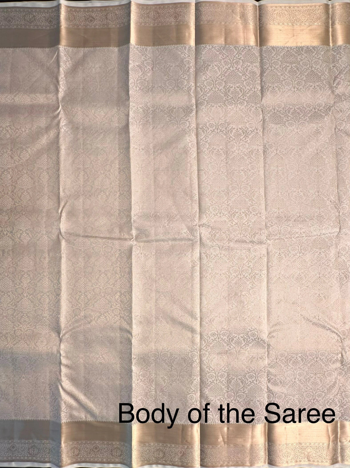 Off White Handloom Kanjivaram Jamawar Pure Silk Saree