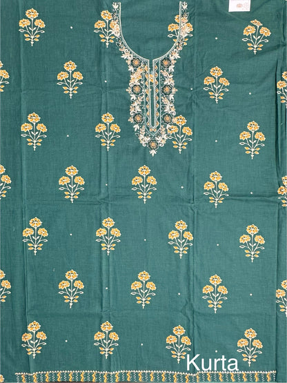 Bottle Green Jaipuri Pure Cotton Suit