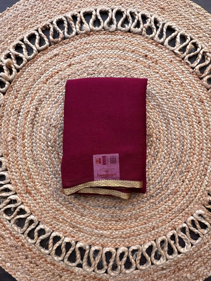 Wine Pure Chiffon Saree