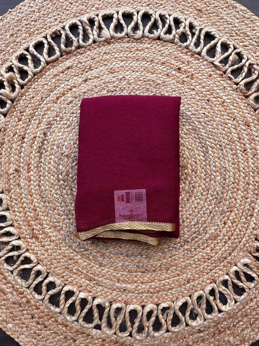 Wine Pure Chiffon Saree
