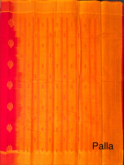 Red-Mustard Pure Cotton Saree