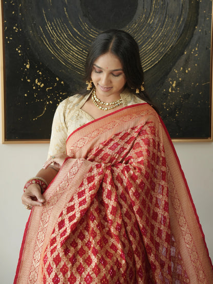 Pure Georgette Gharchola Bandhej Saree