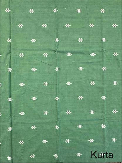 Green Siya South Cotton 3-Piece Suit