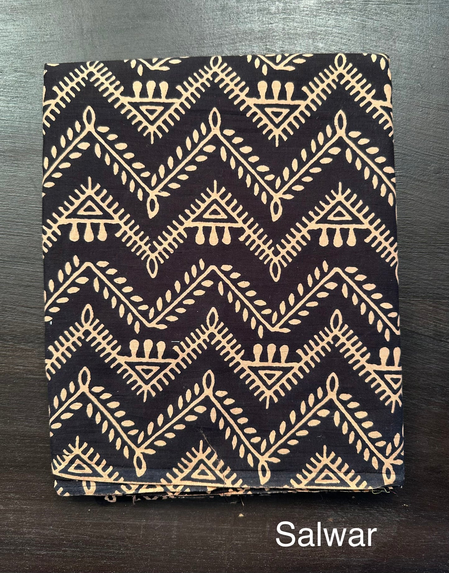 Navy Blue Printed Cotton 3-Piece Suit