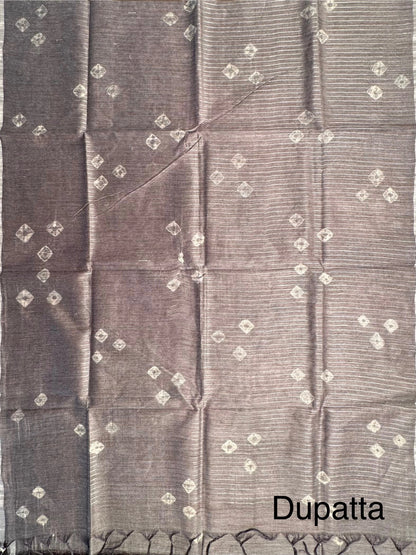 Gray Kumari Art Cotton 3-Piece Suit
