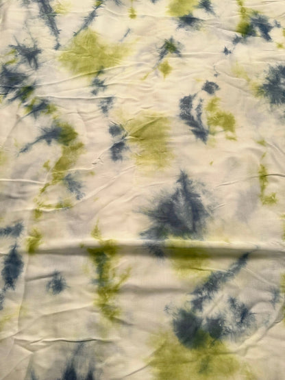 Blue-Green Tie-Dye Cotton Satin Fabric