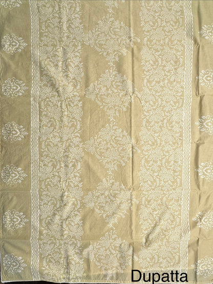 Pastel Yellow Printed Pure Cotton Suit