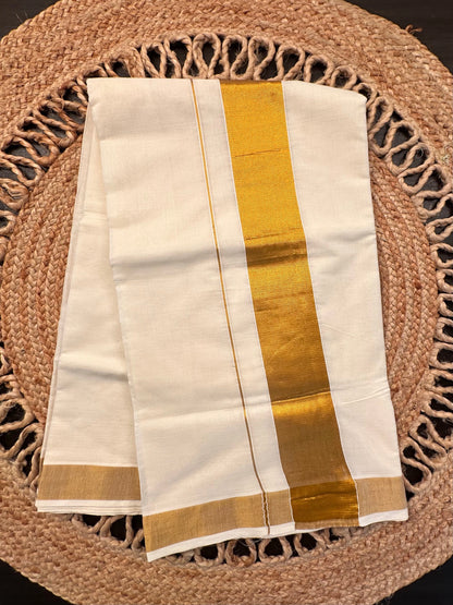 White-Golden Kerala Cotton Saree