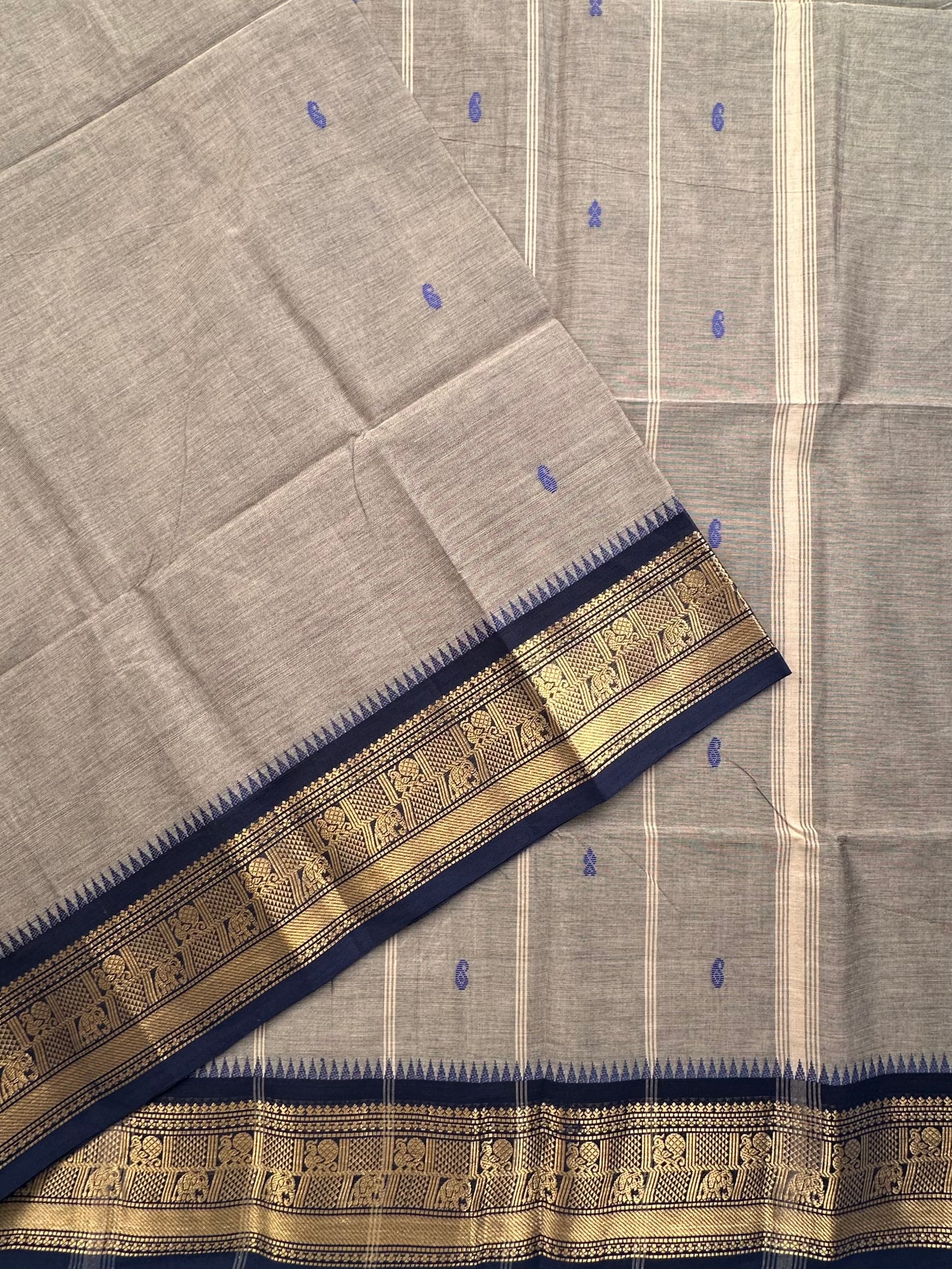 Grey Narayanpet Cotton Saree