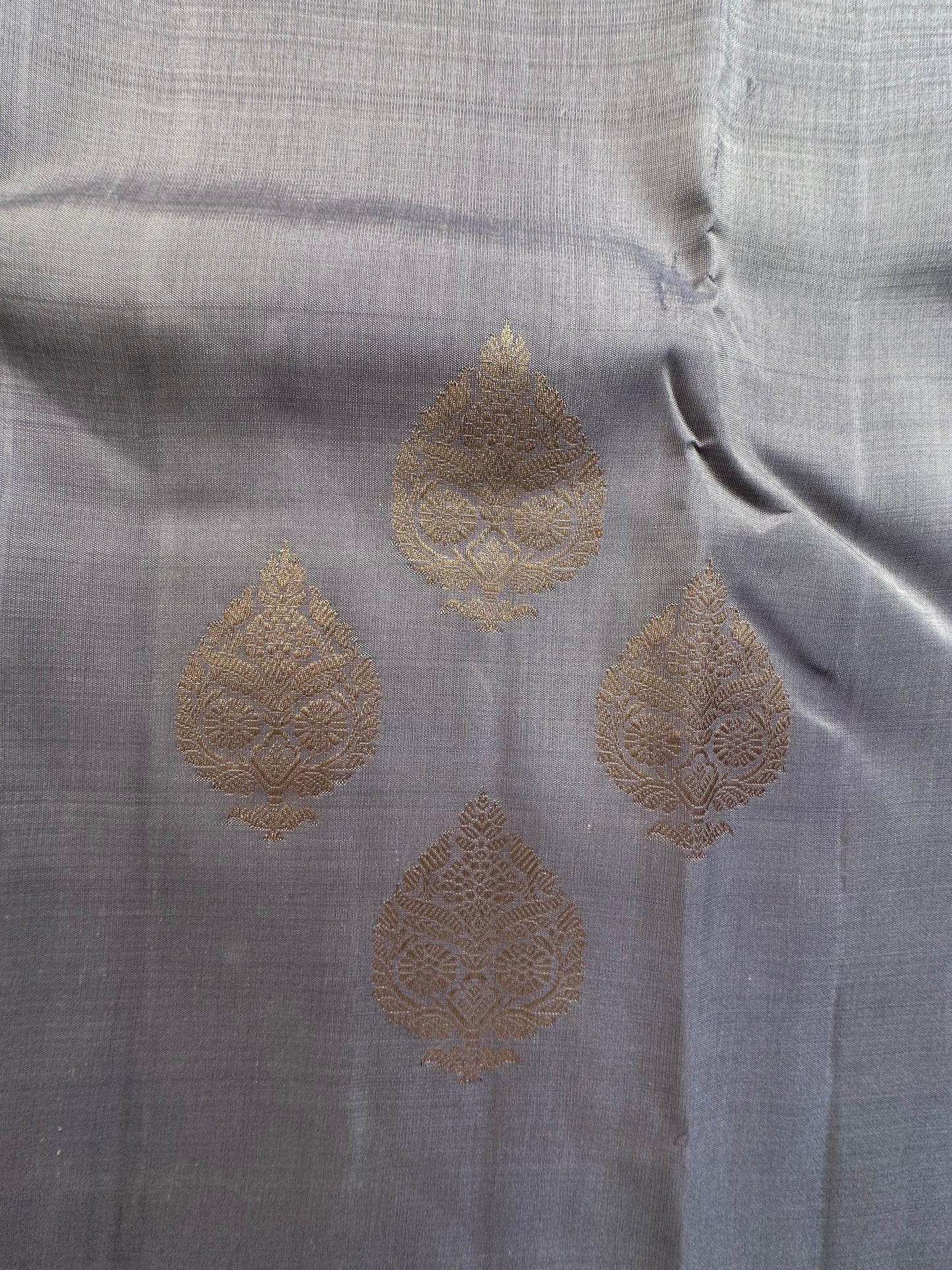 Grey Handloom Dharmavaram Pure Silk Saree
