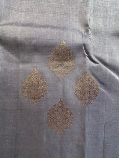 Grey Handloom Dharmavaram Pure Silk Saree