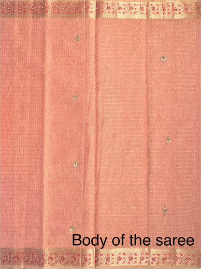 Pink Fancy Cotton Saree With Hand Work