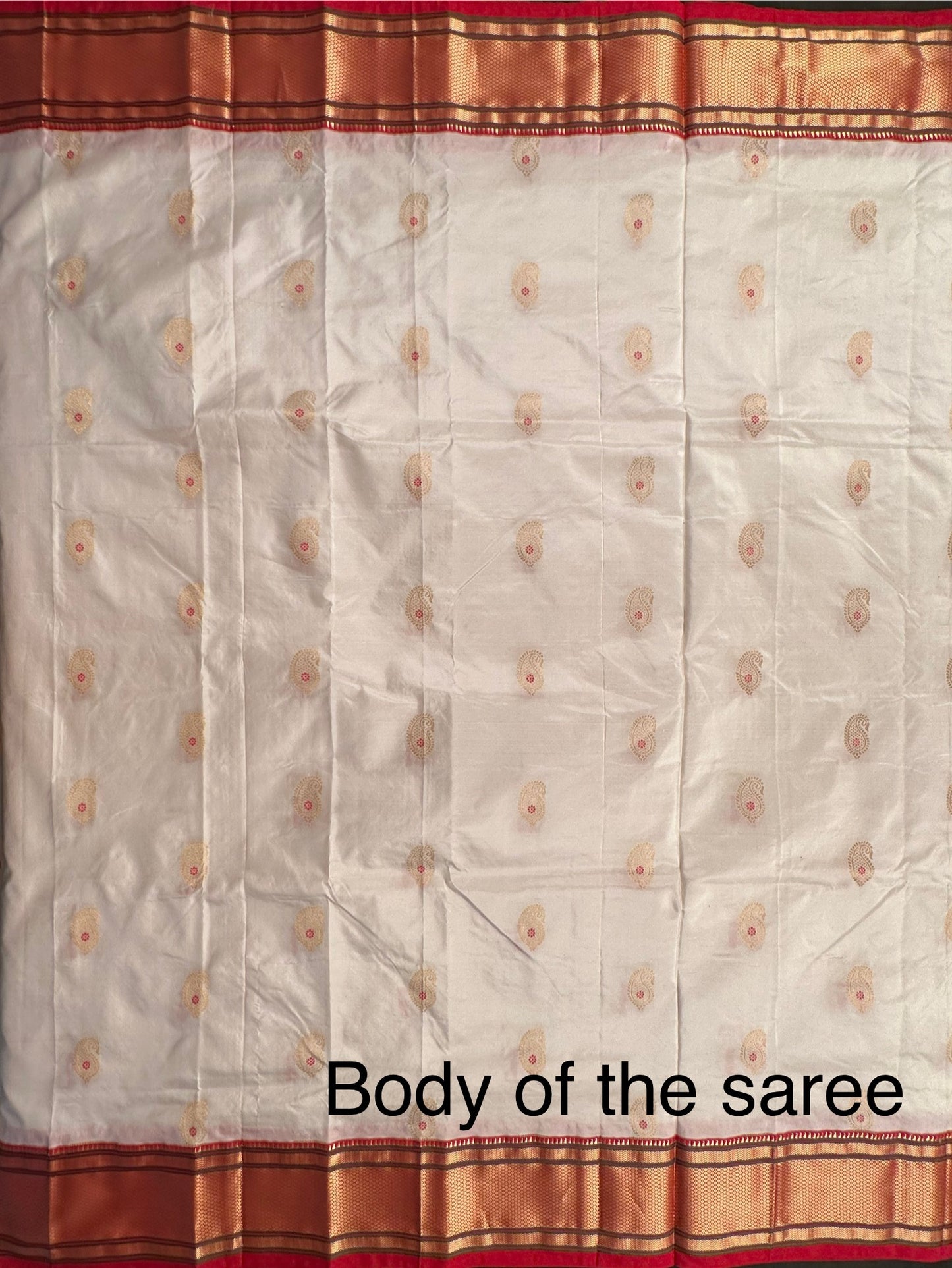 Off White-Red Paithini Silk Saree