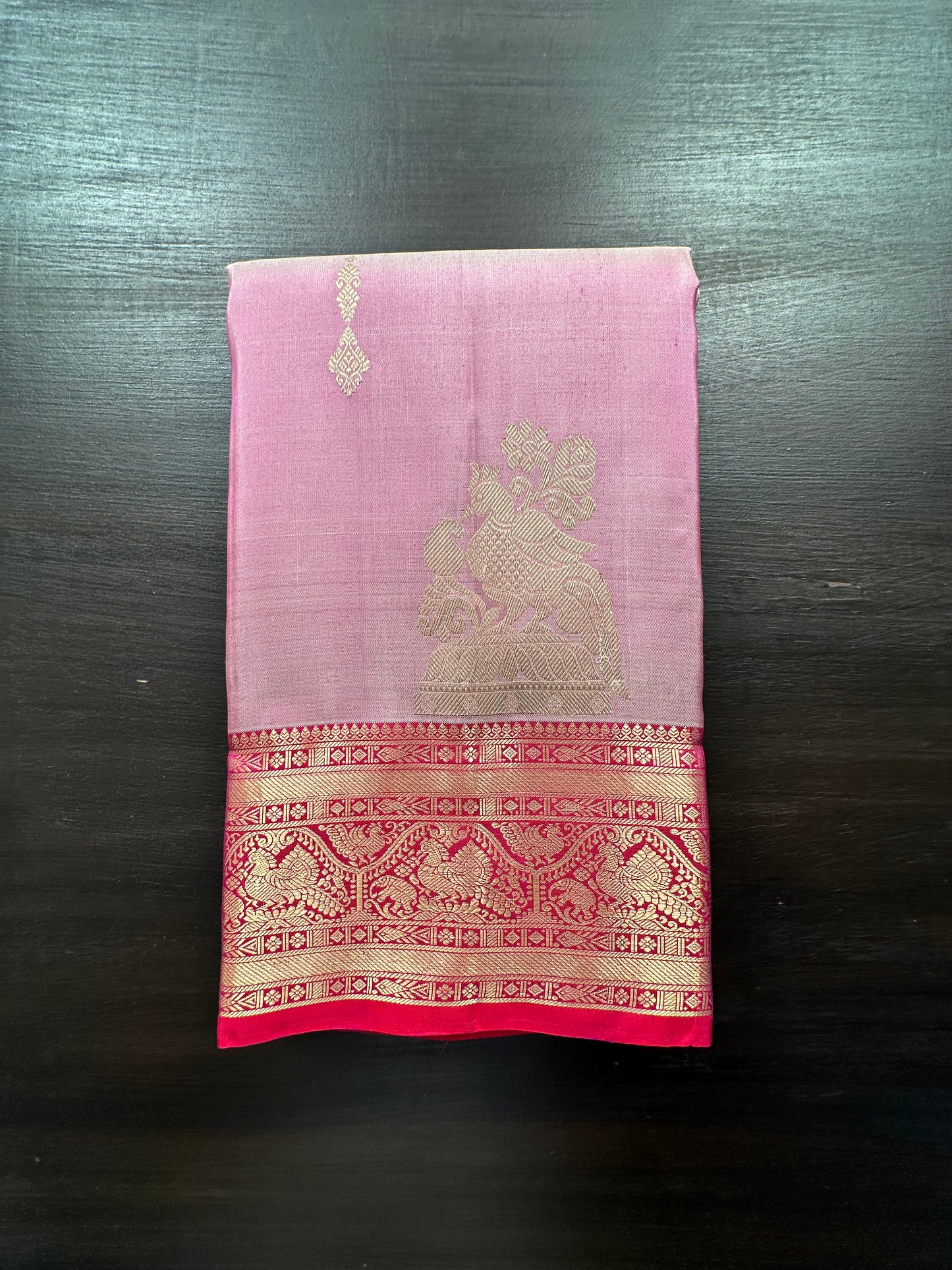 Mauve-Rani Handloom Kanjivaram Pure Silk Saree
