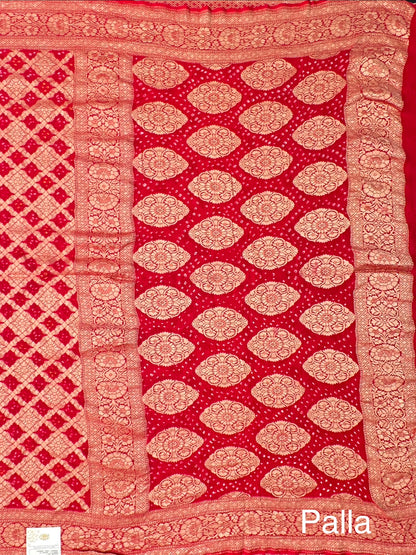Red Gharchola Bandhej Pure Georgette Saree