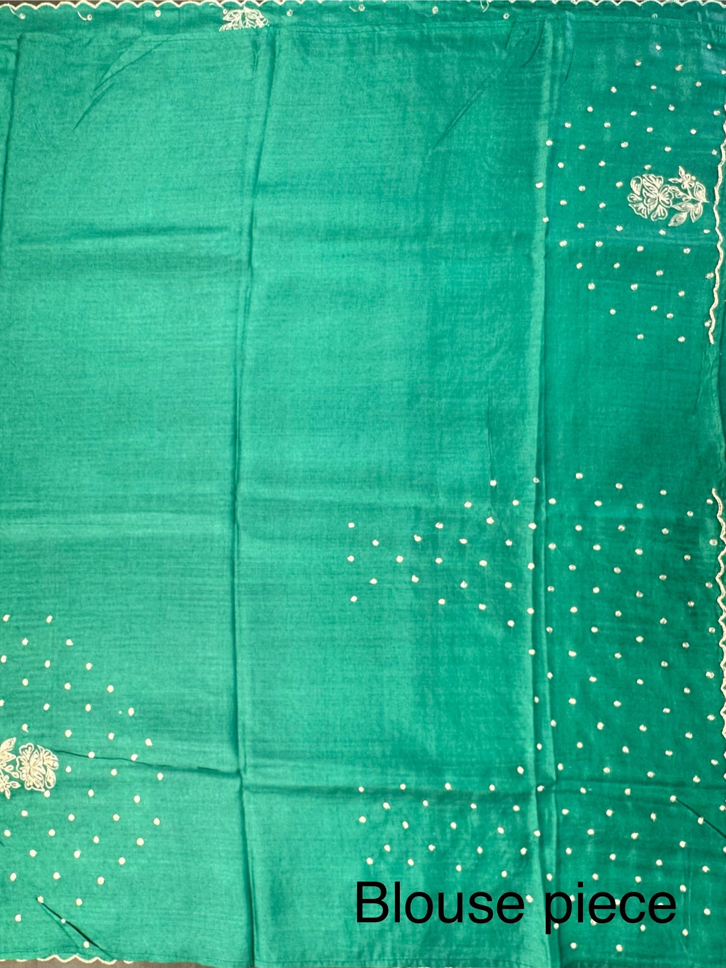 Bottle Green Aari Work Pure Tussar Silk Saree