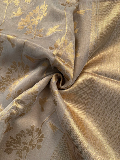 Light Gold Fancy Tissue Saree
