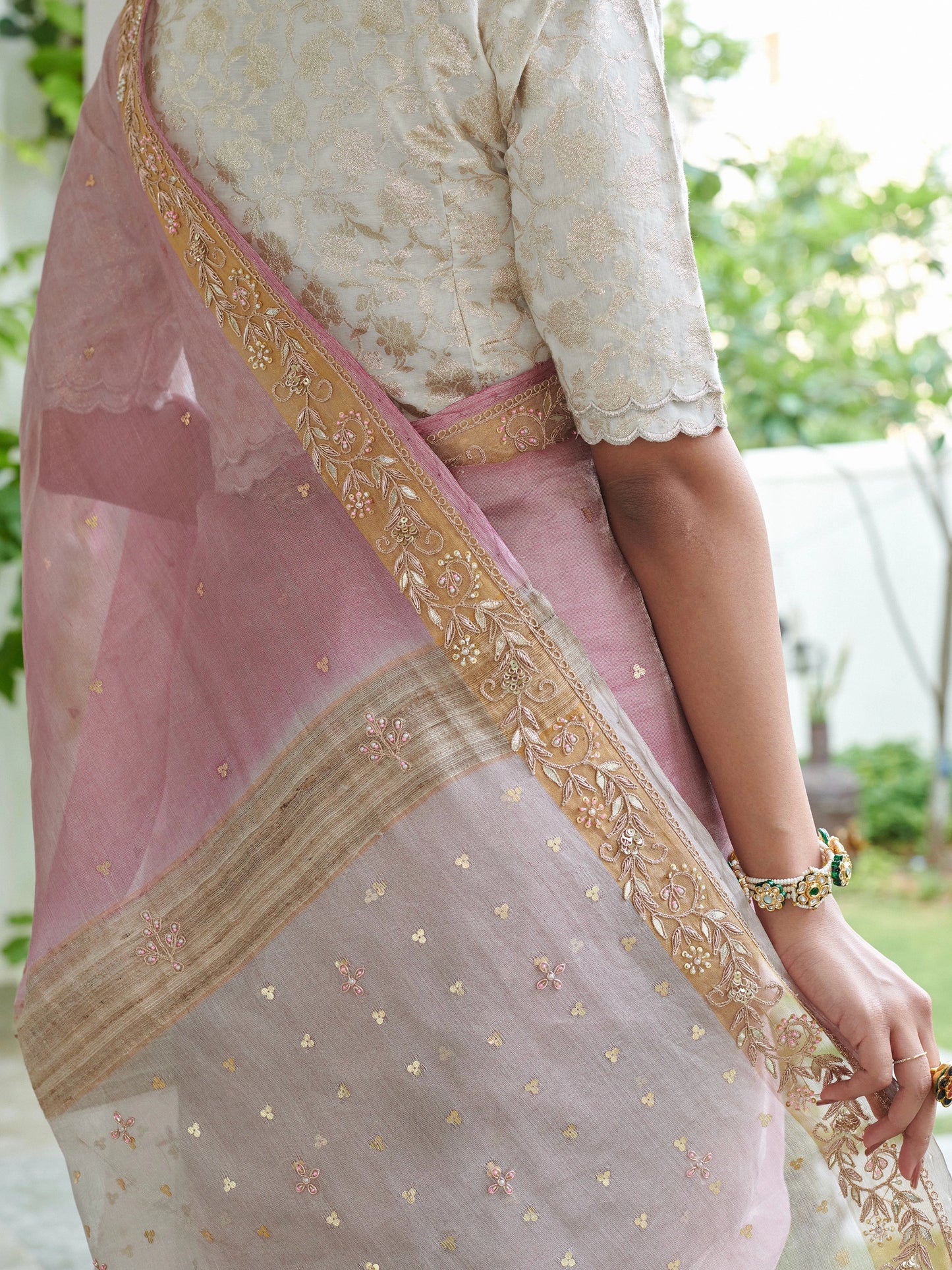 Pure Tissue Saree With Work