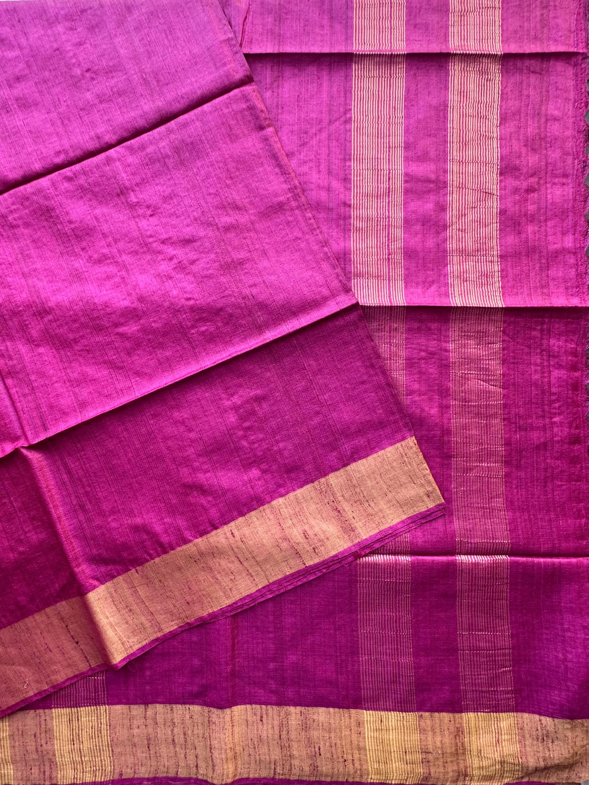 Magenta Pure Tussar Silk Saree