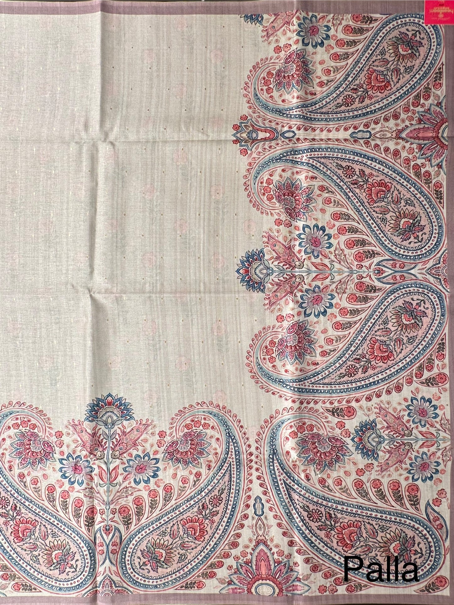 Off White-Champagne Printed Art Silk Saree