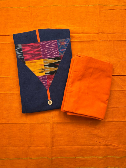 Navy Blue South Cotton 3-Piece Suit