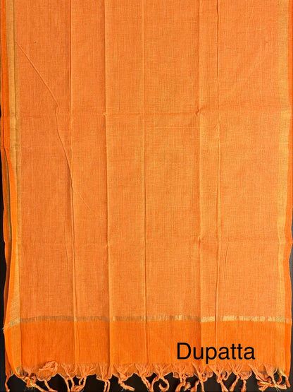 Magenta-Orange South Cotton 3-Piece Suit